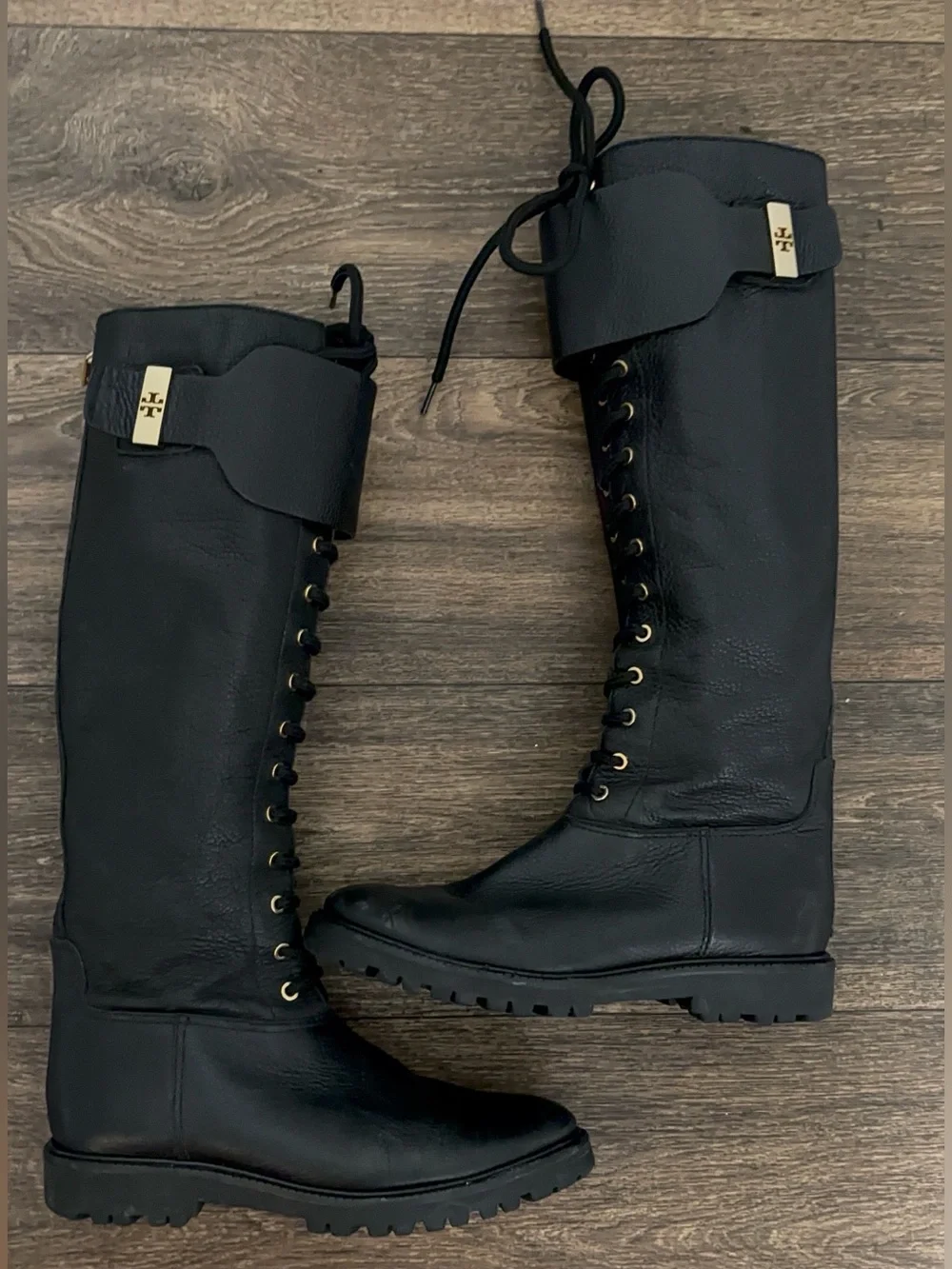 Tory Burch Leather Knee-High Combat Boots